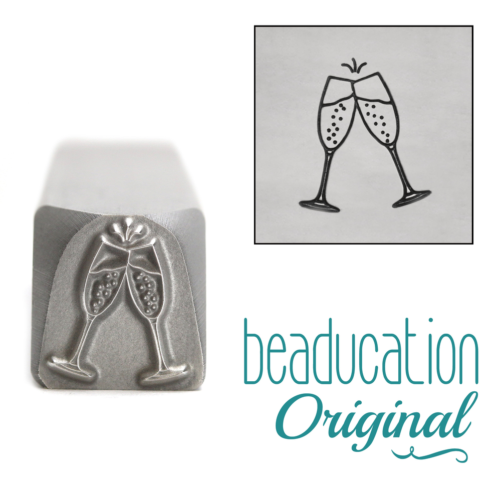 Metal Stamping Tools Champagne Toast Metal Design Stamp, 11mm - Beaducation Original